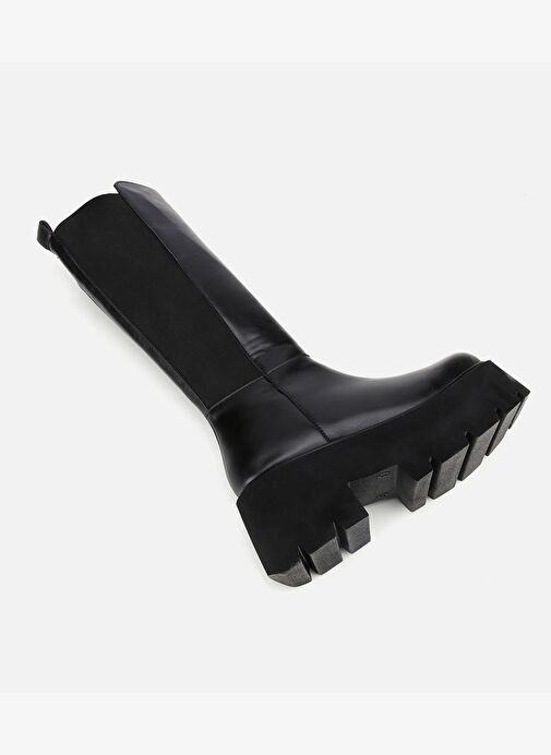 Kadın Siyah Streç Kalın Tabanlı Düz Çizme 01CIH315180A100 - Görsel 7