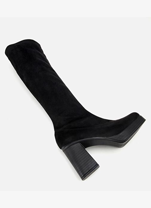 Kadın Siyah Streç Kalın Tabanlı Yüksek Topuklu Çizme 01CIH315190A100 - Görsel 7