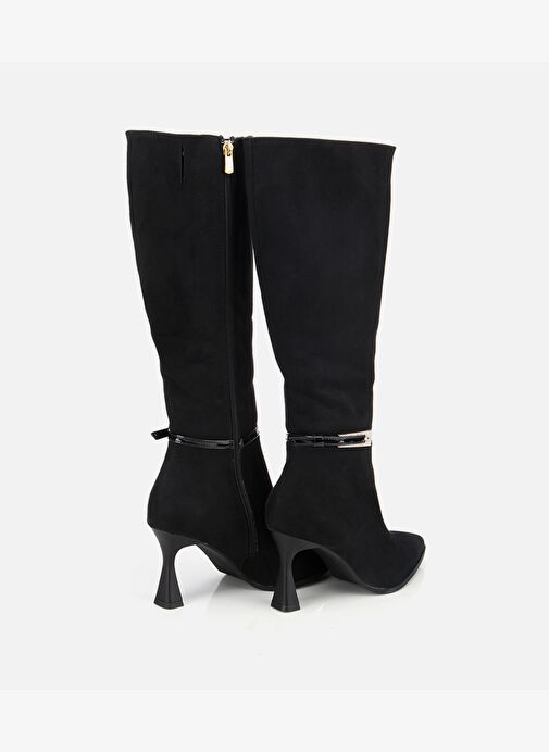 Kadın Süet Siyah Tokalı İnce Topuklu Bot 01CIH315200A100 - Görsel 5