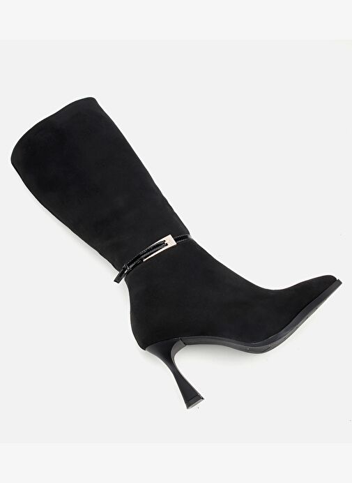 Kadın Süet Siyah Tokalı İnce Topuklu Bot 01CIH315200A100 - Görsel 7