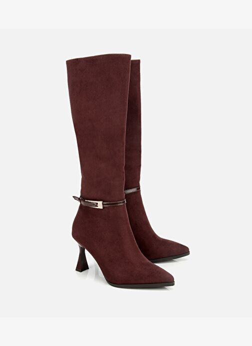 Kadın Süet Kahverengi Tokalı İnce Topuklu Bot 01CIH315200A480 - Görsel 3