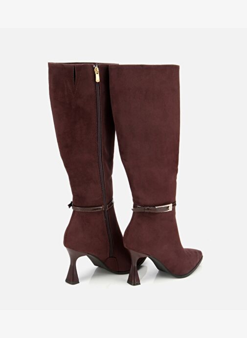 Kadın Süet Kahverengi Tokalı İnce Topuklu Bot 01CIH315200A480 - Görsel 5