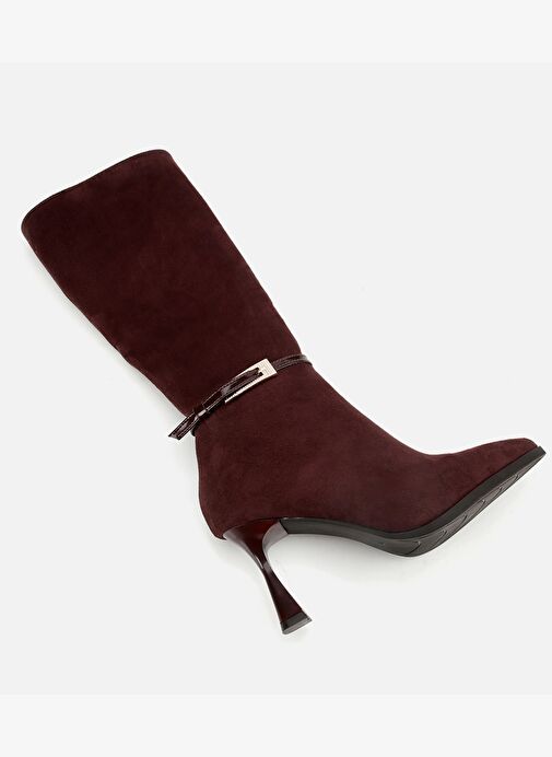 Kadın Süet Kahverengi Tokalı İnce Topuklu Bot 01CIH315200A480 - Görsel 7