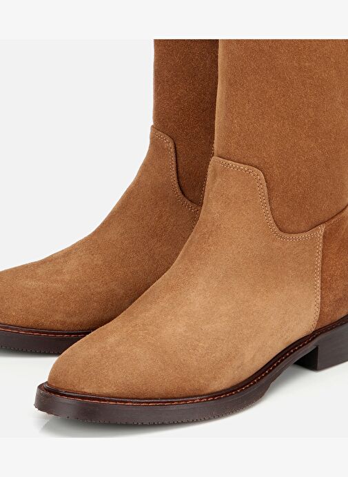 Kadın Süet Deri Taba Tokalı Binici Düz Çizme 01CIH317330A340 - Görsel 4