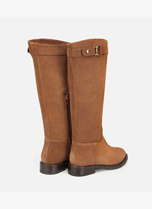 Kadın Süet Deri Taba Tokalı Binici Düz Çizme 01CIH317330A340 - Görsel 5