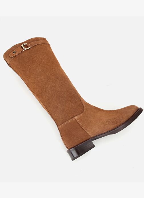 Kadın Süet Deri Taba Tokalı Binici Düz Çizme 01CIH317330A340 - Görsel 7