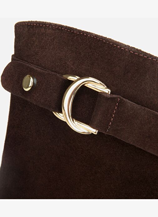 Kadın Süet Deri Kahverengi Tokalı Binici Düz Çizme 01CIH317330A480 - Görsel 3