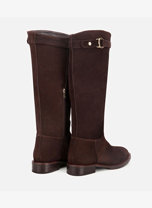 Kadın Süet Deri Kahverengi Tokalı Binici Düz Çizme 01CIH317330A480 - Görsel 6