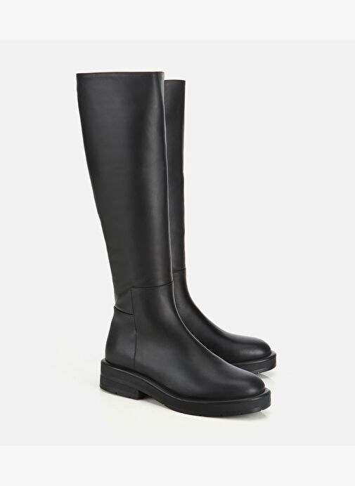 Hotiç Hotiç Kadın Deri Siyah Lastik Detaylı Düz Çizme 01CIH318740A100 Bot | Boyner Siyah - 3. görsel