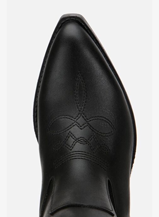 Kadın Siyah İşlemeli Kalın Topuklu Çizme - Görsel 7