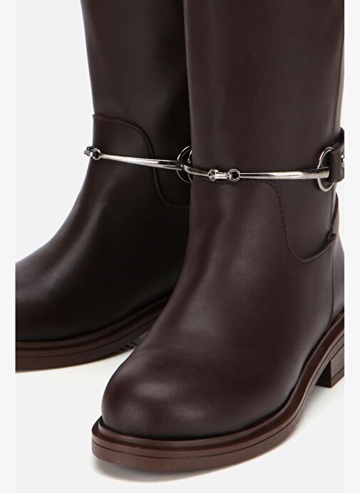 Kadın Kahverengi Zincir Detaylı Çizme - Görsel 5