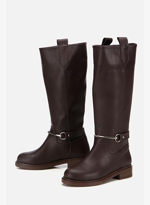 Kadın Kahverengi Zincir Detaylı Çizme - Görsel 6