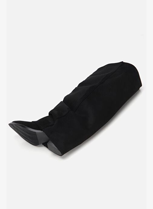 Kadın Süet Siyah Dikiş Detaylı Western Kalın Topuklu Çizme - Görsel 7