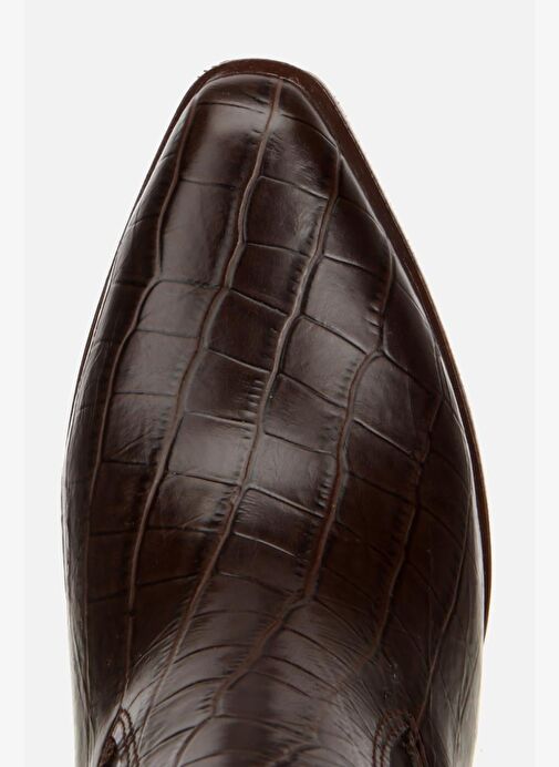 Kadın Kahverengi Kroko Desenli Kovboy Topuklu Çizme - Görsel 6