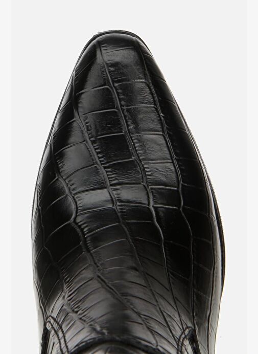 Kadın Siyah Kroko Desenli Kovboy Topuklu Çizme - Görsel 6