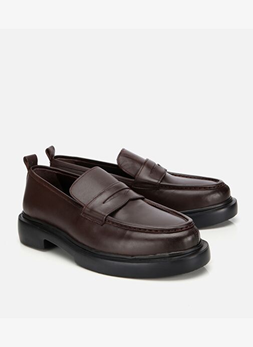Erkek Deri Kahverengi Yüksek Tabanlı Klasik Loafer 02AYH311850A480 - Görsel 3