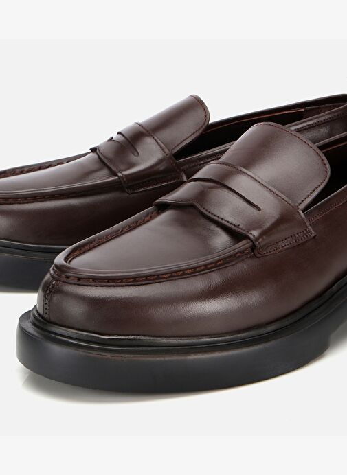 Erkek Deri Kahverengi Yüksek Tabanlı Klasik Loafer 02AYH311850A480 - Görsel 4