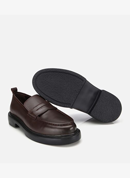Erkek Deri Kahverengi Yüksek Tabanlı Klasik Loafer 02AYH311850A480 - Görsel 7