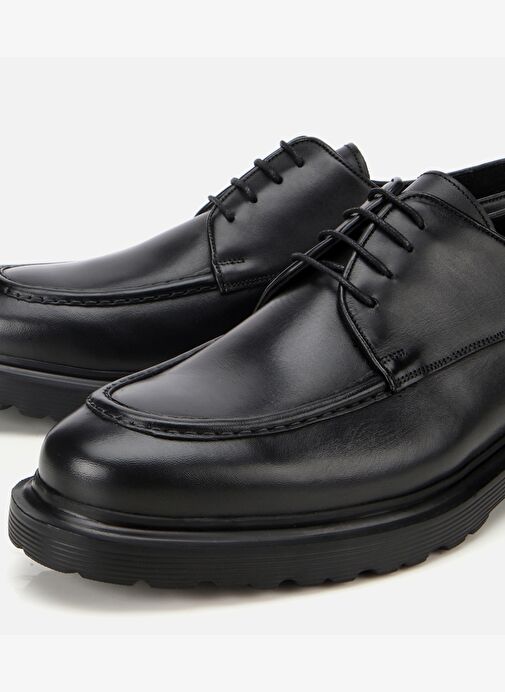 Erkek Deri Siyah Dikiş Detaylı Günlük Ayakkabı 02AYH311960A100 - Görsel 4
