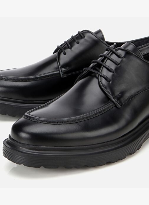 Erkek Açma Deri Siyah Dikiş Detaylı Günlük Ayakkabı 02AYH311970A100 - Görsel 4