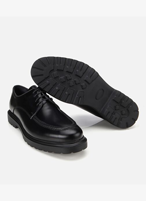 Erkek Açma Deri Siyah Dikiş Detaylı Günlük Ayakkabı 02AYH311970A100 - Görsel 7
