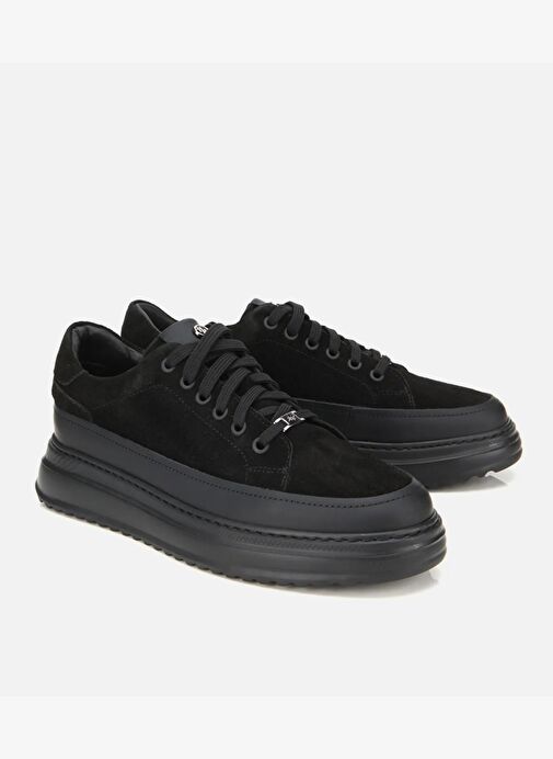 Erkek Süet Deri Siyah Kalın Tabanlı Günlük Ayakkabı 02AYH312020A100 - Görsel 3