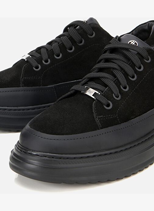 Erkek Süet Deri Siyah Kalın Tabanlı Günlük Ayakkabı 02AYH312020A100 - Görsel 4