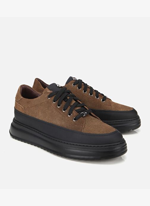 Erkek Süet Deri Kahverengi Kalın Tabanlı Günlük Ayakkabı 02AYH312020A480 - Görsel 3