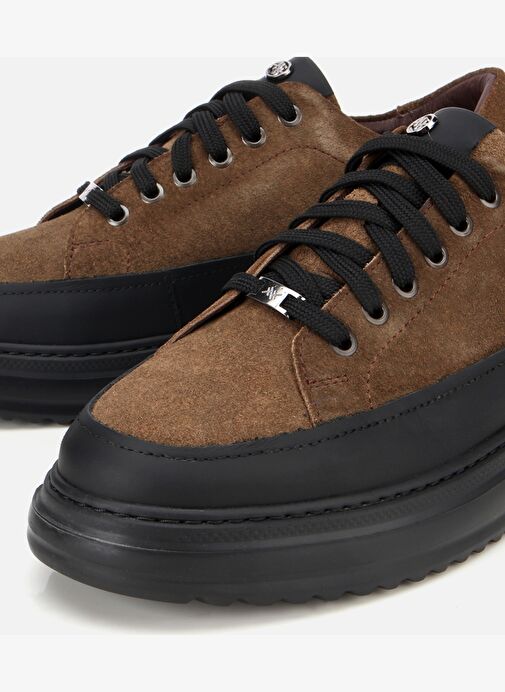 Erkek Süet Deri Kahverengi Kalın Tabanlı Günlük Ayakkabı 02AYH312020A480 - Görsel 4