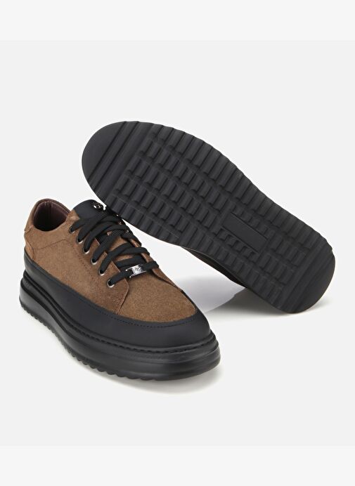 Erkek Süet Deri Kahverengi Kalın Tabanlı Günlük Ayakkabı 02AYH312020A480 - Görsel 7