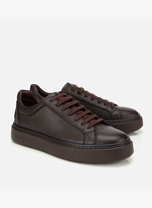 Erkek Deri Kahverengi Kalın Tabanlı Spor Ayakkabı 02AYH312060A480 - Görsel 3