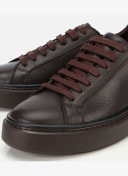 Erkek Deri Kahverengi Kalın Tabanlı Spor Ayakkabı 02AYH312060A480 - Görsel 4