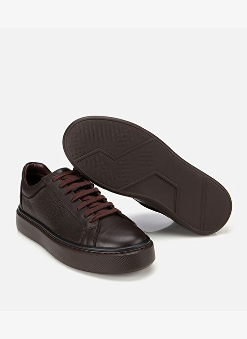 Erkek Deri Kahverengi Kalın Tabanlı Spor Ayakkabı 02AYH312060A480 - Görsel 7