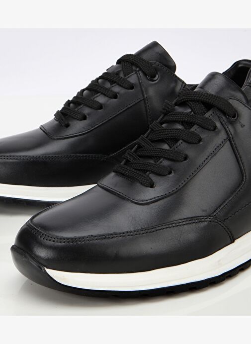 Erkek Deri Siyah Metal Detaylı Spor Ayakkabı 02AYH312070A100 - Görsel 4