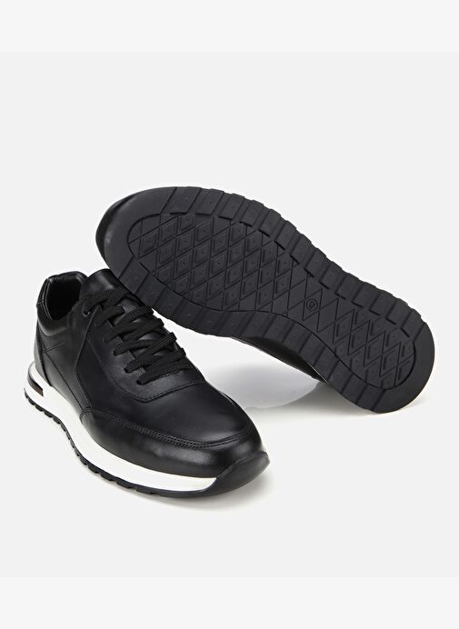 Erkek Deri Siyah Metal Detaylı Spor Ayakkabı 02AYH312070A100 - Görsel 7