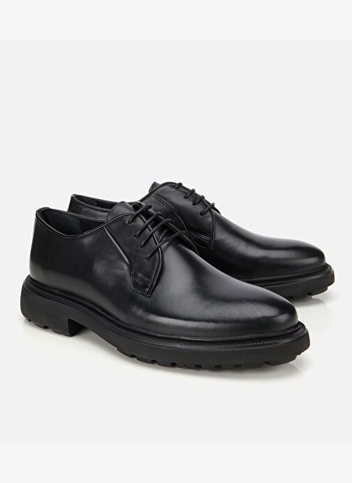 Erkek Deri Siyah Bağcıklı Günlük Ayakkabı 02AYH312090A100 - Görsel 3