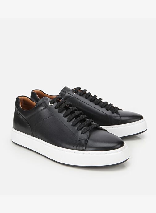 Erkek Deri Siyah Kalın Tabanlı Spor Ayakkabı 02AYH312140A100 - Görsel 3