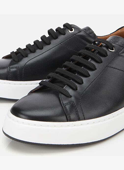 Erkek Deri Siyah Kalın Tabanlı Spor Ayakkabı 02AYH312140A100 - Görsel 4