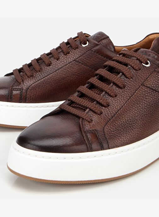 Erkek Deri Kahverengi Kalın Tabanlı Spor Ayakkabı 02AYH312140A480 - Görsel 4