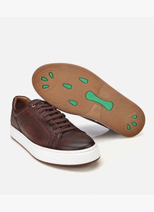 Erkek Deri Kahverengi Kalın Tabanlı Spor Ayakkabı 02AYH312140A480 - Görsel 7