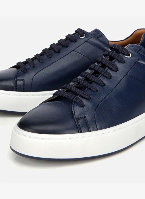 Erkek Deri Lacivert Kalın Tabanlı Spor Ayakkabı 02AYH312140A680 - Görsel 4