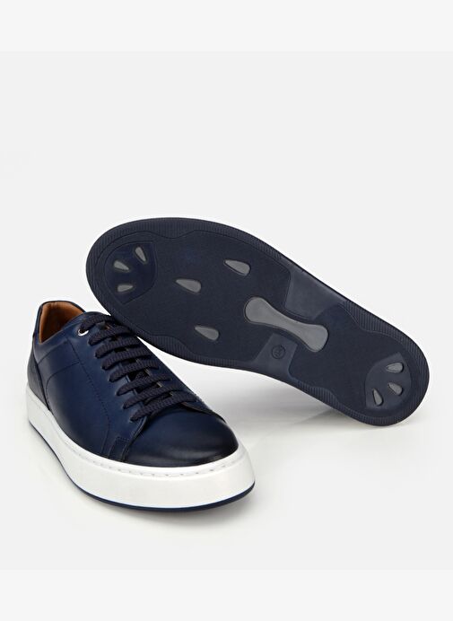 Erkek Deri Lacivert Kalın Tabanlı Spor Ayakkabı 02AYH312140A680 - Görsel 7