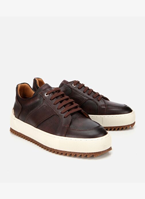 Erkek Deri Kahverengi Yumuşak Dokulu Kalın Tabanlı Spor Ayakkabı 02AYH312150A480 - Görsel 3