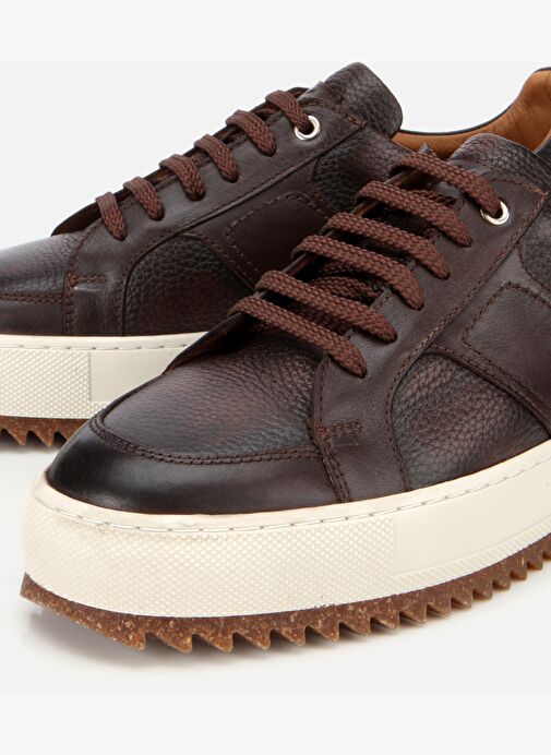 Erkek Deri Kahverengi Yumuşak Dokulu Kalın Tabanlı Spor Ayakkabı 02AYH312150A480 - Görsel 4