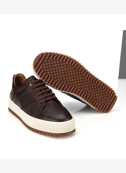 Erkek Deri Kahverengi Yumuşak Dokulu Kalın Tabanlı Spor Ayakkabı 02AYH312150A480 - Görsel 7