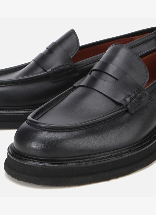 Erkek Deri Siyah Yumuşak Dokulu Kalın Tabanlı Klasik Loafer 02AYH312160A100 - Görsel 5