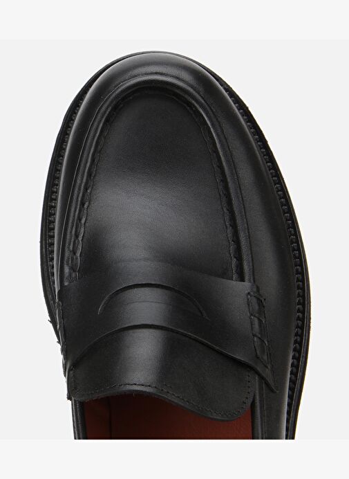 Erkek Deri Siyah Yumuşak Dokulu Kalın Tabanlı Klasik Loafer 02AYH312160A100 - Görsel 6