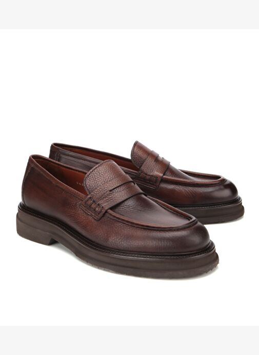 Erkek Deri Kahverengi Yumuşak Dokulu Kalın Tabanlı Klasik Loafer 02AYH312160A480 - Görsel 3
