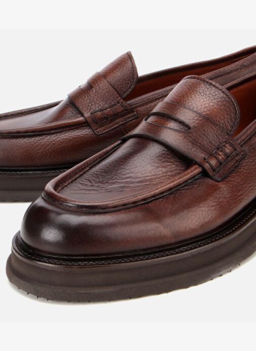 Erkek Deri Kahverengi Yumuşak Dokulu Kalın Tabanlı Klasik Loafer 02AYH312160A480 - Görsel 4