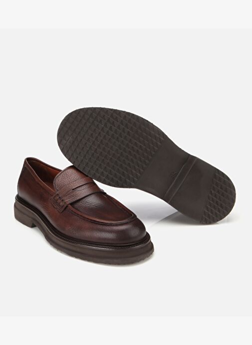 Erkek Deri Kahverengi Yumuşak Dokulu Kalın Tabanlı Klasik Loafer 02AYH312160A480 - Görsel 7